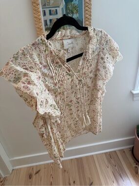 Cleobella Floral Tie-Front Cream Blouse